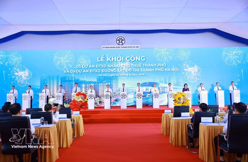 越南政府总理黎明兴出席租赁住房开工仪式。图自越通社