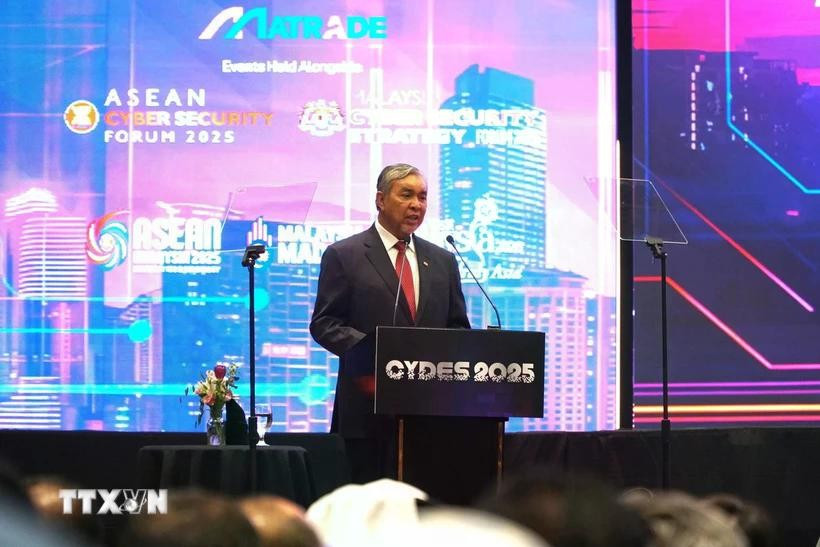 马来西亚副总理扎希德·哈米迪发表讲话。图自越通社