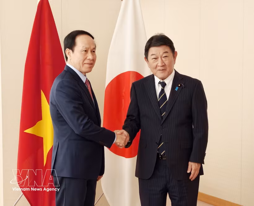 越南政府副总理黎进珠会见日本外务大臣茂木敏充。图自越通社