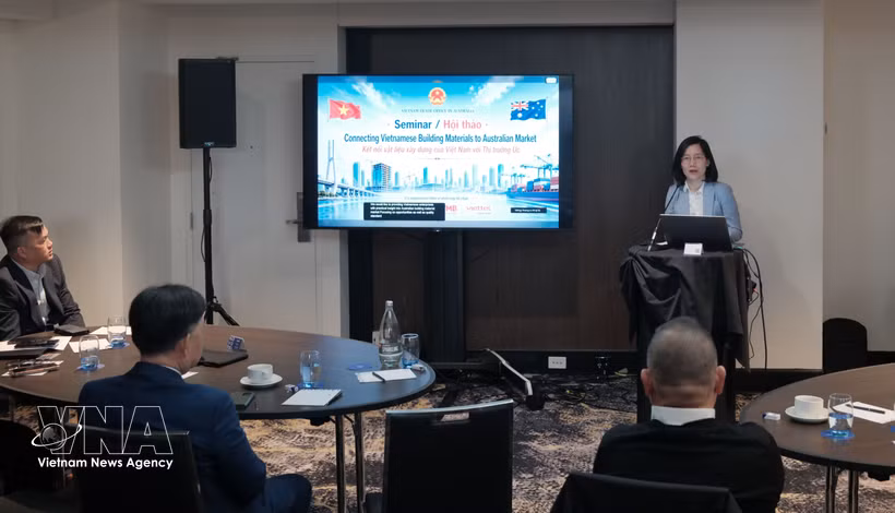 越南驻澳大利亚商务处首席代表陈氏清美发表讲话。图自越通社