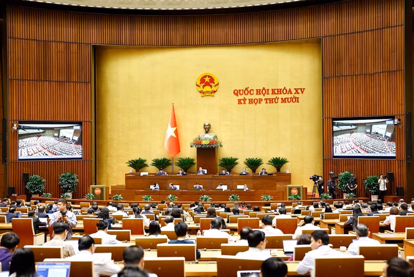 越南第十五届国会第十次会议全景。图自越通社