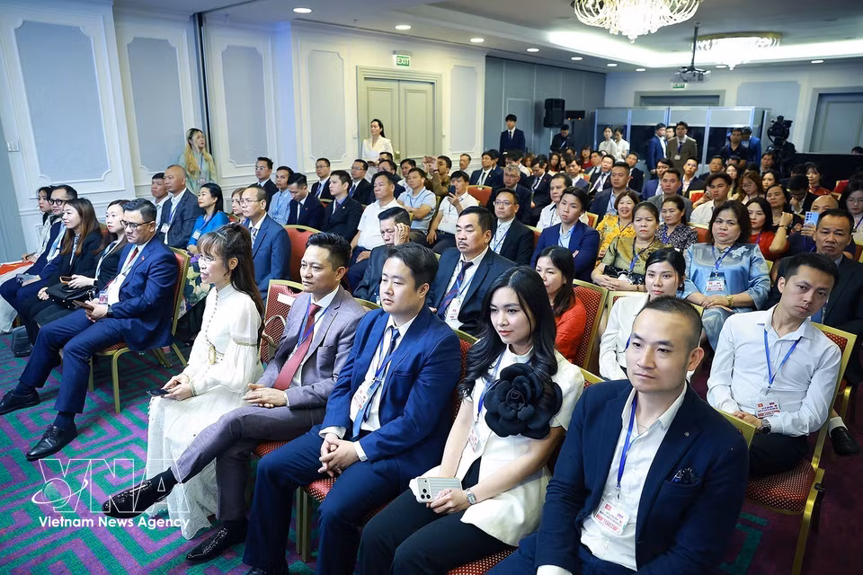 旅居俄罗斯联邦越南人社群代表出席见面活动。图自 越通社