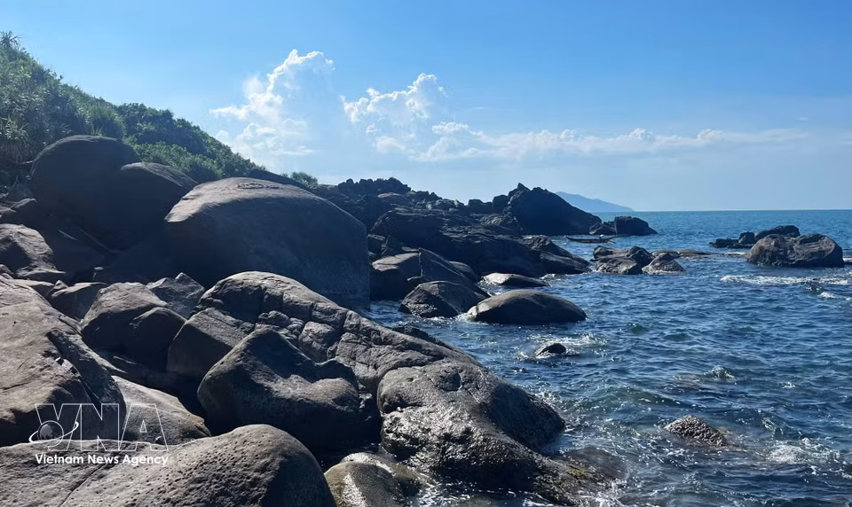 陵姑湾宛如一幅生动的自然画卷，蔚蓝海水轻轻环抱着细腻洁白的沙滩，景色宁静而秀美。图自 越通社