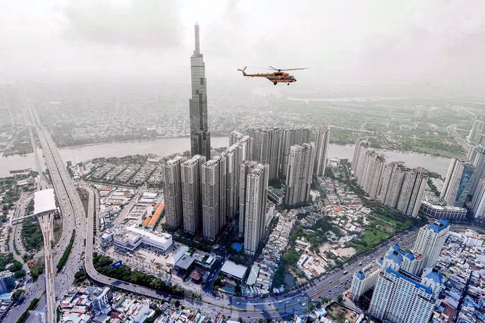 位于Vinhomes Central高端综合区的Landmark 81大厦，是目前胡志明市最高的建筑大楼。图自越通社