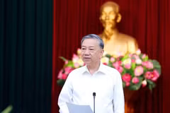 越共中央总书记苏林在会上发言。图自越通社