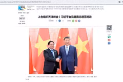 新华社刊登有关中国国家主席习近平会见越南政府总理范明政的文章。（屏幕截图）