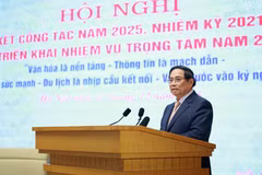 范明政总理在会上发表讲话。图自越通社