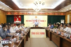 北宁省人民委员会主席王国俊在会上发言。图自越通社