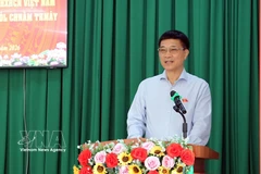 越南国会副主席武鸿青发表讲话。图自越通社