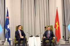 越南财政部部长吴文俊与RMIT副校长兼校长亚历克·卡梅伦举行工作会谈。图自越通社
