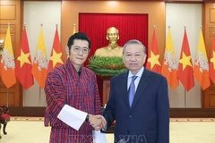 越共中央总书记苏林会见不丹国王吉格梅。图自越通社