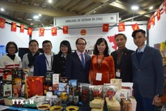 越南展位展出了多种特色咖啡产品。图自越通社