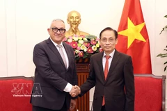 越南外交部部长黎怀忠与欧盟国际关系事务委员约瑟夫·西克拉合影。图自越通社