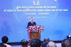 越共中央总书记苏林发表演讲。图自越通社