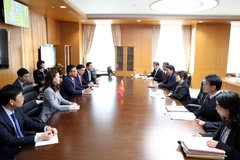 越南政府副总理黎成龙会见日本文部科学大臣安倍俊子。图自越通社