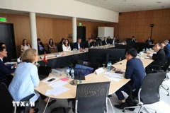 越南代表团与瑞士洛桑联邦理工学院举行工作会议。图自越通社