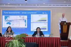 越南水产与渔政局同东亚与西太平洋可持续渔业管理项目管理委员会在庆和省联合举办国家研讨会。图自越通社