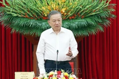 越共中央总书记苏林在会上发言。图自越通社