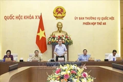 越南国会主席陈青敏在会上发表讲话。图自越通社