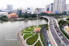 坐落在西贡河畔的龙屋港。图自越通社