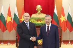 保加利亚总统鲁门·拉德夫于2024年12月访问越南期间会见了越共中央总书记苏林。图自越通社