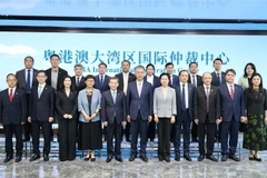 越南最高人民法院与中国广东省深圳国际仲裁院代表团合影。图自越通社