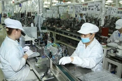 位于胡志明市高科技园区的日本电产三协（越南）公司电子元件生产线。图自越通社