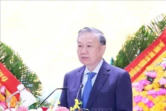 越共中央总书记、中央军委书记苏林在活动上发表讲话。图自越通社