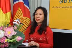 越南驻斯里兰卡大使郑氏心在竞赛活动上发表讲话。图自越通社