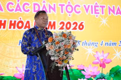 庆和省文化体育与旅游厅副厅长黎文华在开幕式上发表讲话。图自越通社