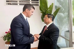 2024年11月，赴巴西里约热内卢出席二十国集团领导人峰会的越南政府总理范明政会见了巴拉圭总统圣地亚哥·培尼亚。图自越通社