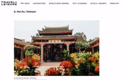 全球著名旅游杂志《旅游休闲》公布2025年全球十佳城市榜单，会安上榜。（屏幕截图）