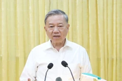 越共中央总书记苏林在会议上发表讲话。图自越通社