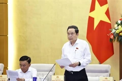越南国会主席陈青敏在会议上发表讲话。图自越通社