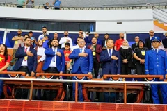 5月9日出席阿尔及利亚全国 Vovinam 日活动的代表。图自越通社