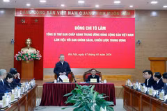 越共中央总书记苏林在会议上发表讲话。图自越通社