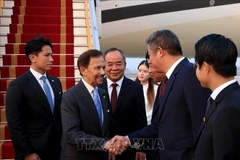 文莱达鲁萨兰国苏丹哈吉·哈桑纳尔·博尔基亚在内排机场的欢迎仪式。图自越通社