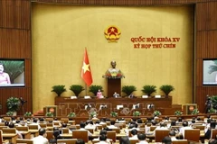 5月10日,国会副主席阮氏清在国会上发表讲话。图自越通社