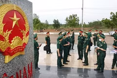 检查第一届越柬边境国防友好交流活动准备工作