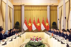 越南国家主席阮春福与新加坡总统雅各布举行会谈