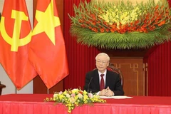 越共中央总书记阮富仲与德国社会民族党领导人、总理舒尔茨通电话