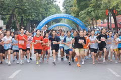 超一千名运动员参加2024年新河内报跑步公开赛总决赛。图自越通社