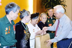 越南国会副主席汪朱刘会见河静省为国立功者代表团（图片来源：http://www.dangcongsan.vn）