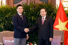 国会主席陈青敏会见新加坡胜科发展有限公司领导。图自越通社