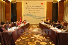 越韩经济合作混合委员会会议场景