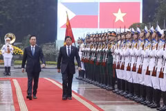 越南国家主席武文赏与菲律宾总统马科斯举行会谈