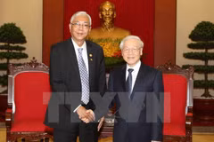 越共中央总书记阮富仲会见缅甸总统吴廷觉(图片来源：越通社）
