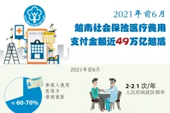 图表新闻：2021年前6月，越南社会保险医疗保险金支付49万亿越盾