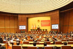 会议主会场设在国会大厦延鸿大厅。图自越通社