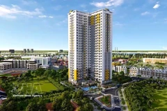 附图：图自越通社由BCONS集团作为投资方，位于胡志明市的公寓楼。